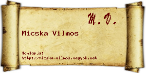 Micska Vilmos névjegykártya